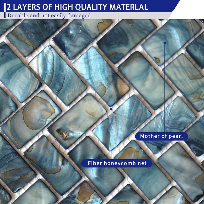 Mop Mother of Pearl Shell Mosaic Herringbone Backsplash Tile, are Used for Kitchen Backsplashes and Bathroom Wall Tiles, Dark Blue 10 Sheets - Image 5